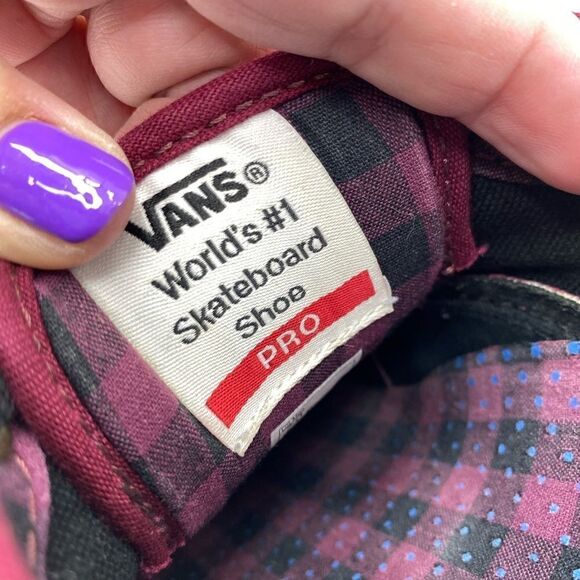 Vans Men's Chima Ferguson Pro Plaid Canvas Sneakers Burgundy Red Size 7 - Picture 9 of 10